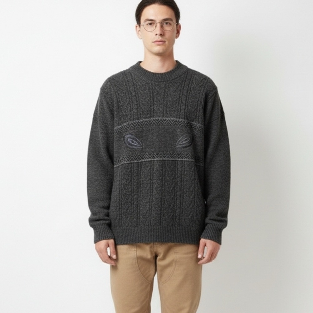 Vintage 90s Eclectic Grandpa Sweater Gray Oversized 1990s Grunge Grandpacore